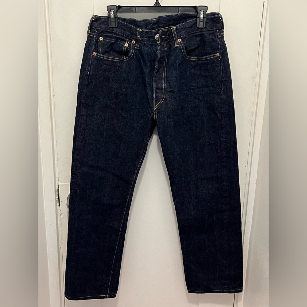 Buck Mason Cowboy Cut denim jeans size 32W Hemmed to 27” inseam